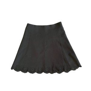 LOFT Skirt Black Floral Cut-Out Cute Lined Casual Dressy Career Mini Short EUC 0